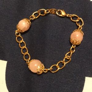 Avon Vintage Goldtone Pink Filigree Bracelet